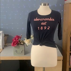 Abercrombie Navy 3/4 Sleeve Shirt A053